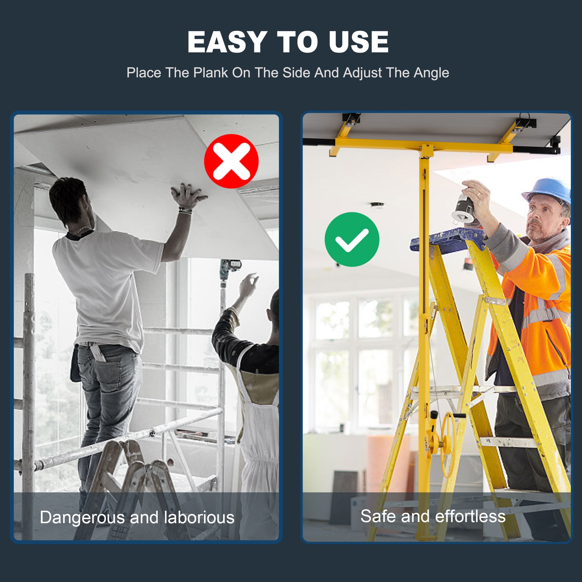 16Ft Lift Drywall Panel Hoist Jack For Ceiling Yellow Yellow Iron Plastic