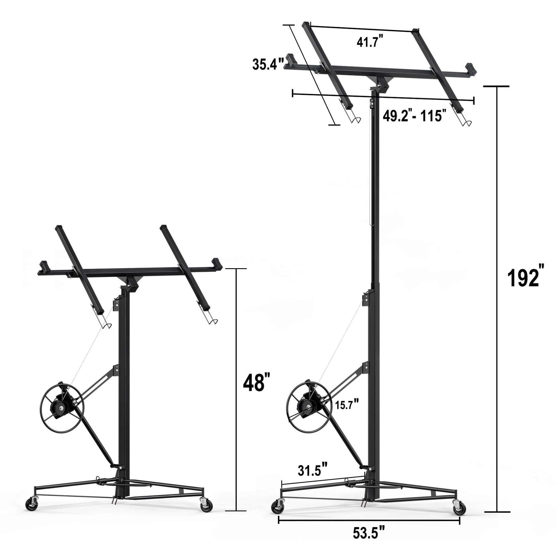 16Ft Lift Drywall Panel Hoist Jack For Ceiling Black Black Iron Plastic
