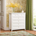 Solid Wood Spray Painted Drawer Dresser Bar,Buffet Tableware Cabinet Lockers Buffet Server Console Table Lockers, Retro Round Handle, Applicable To The Dining Room, Living Room,Kitchen Corridor,White 5 Or More Drawers White White Primary Living Space