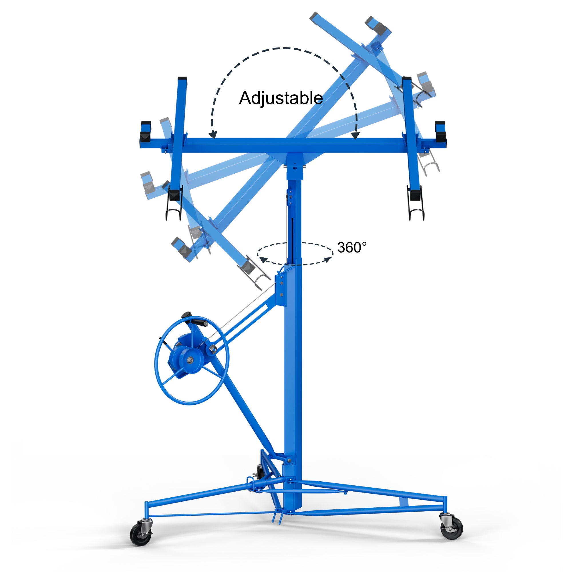 16Ft Lift Drywall Panel Hoist Jack For Ceiling Blue Blue Iron Plastic