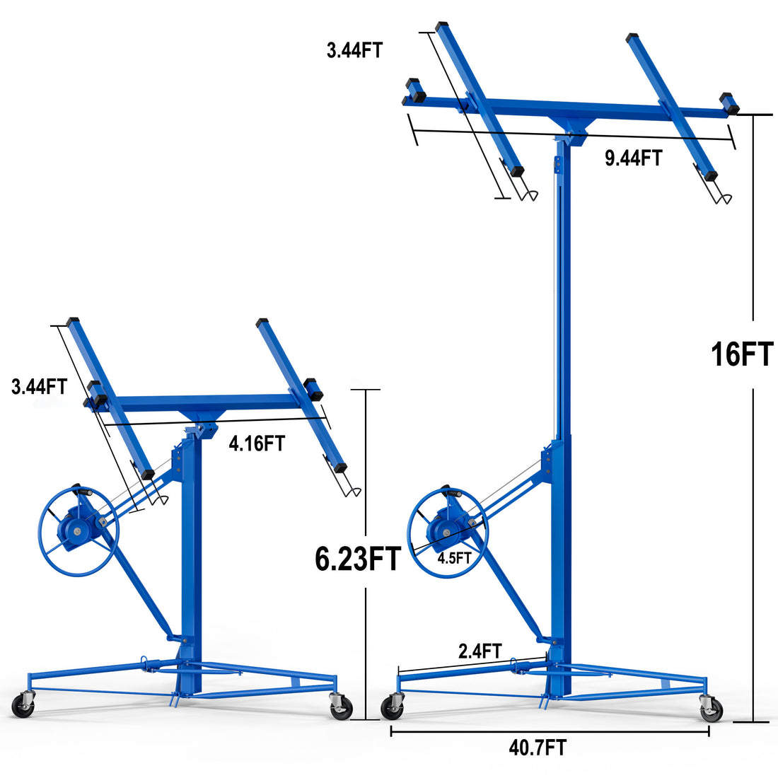 16Ft Lift Drywall Panel Hoist Jack For Ceiling Blue Blue Iron Plastic