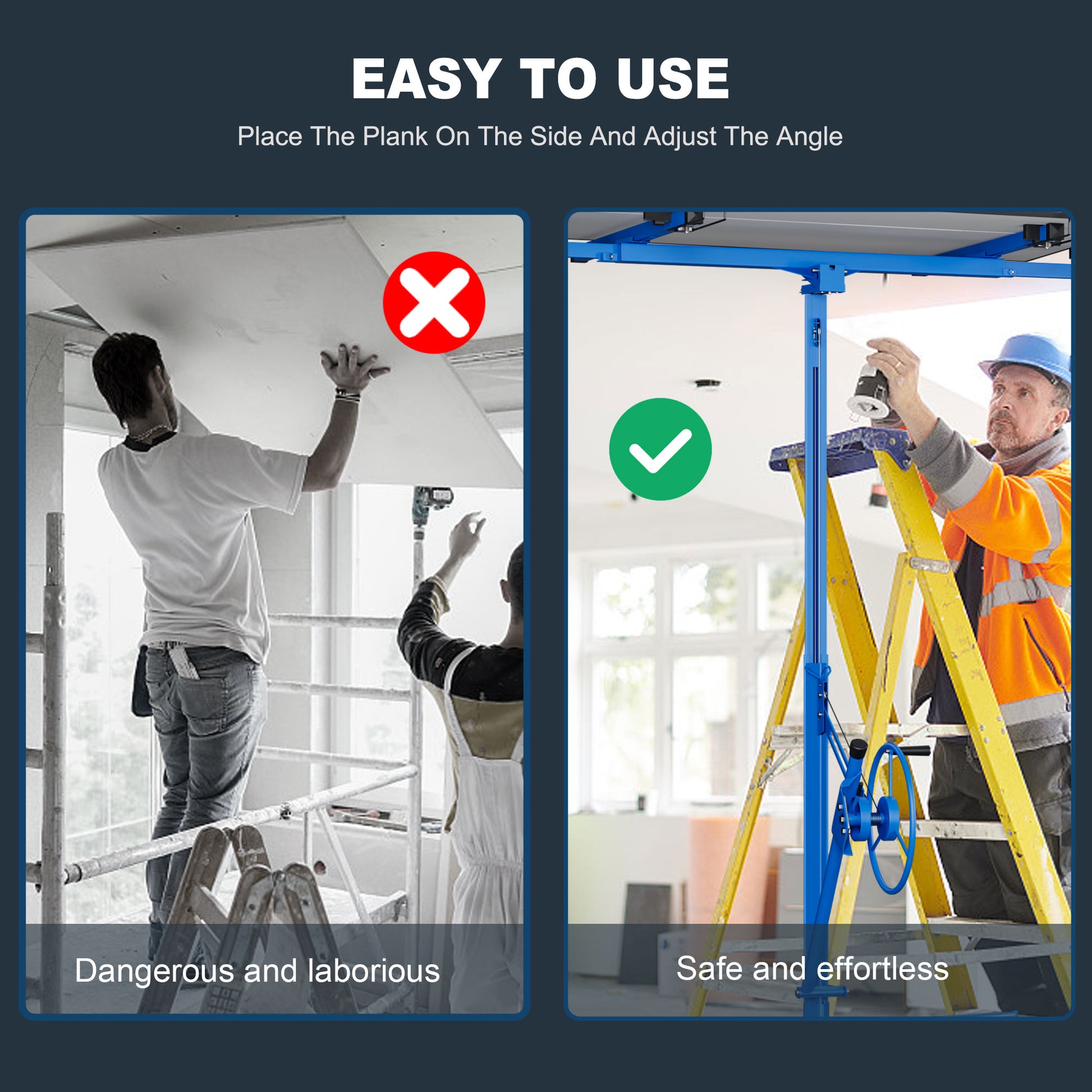 16Ft Lift Drywall Panel Hoist Jack For Ceiling Blue Blue Iron Plastic