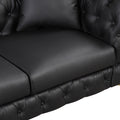 Modern 3 Piece Sofa Sets With Sturdy Metal Legs, Button Tufted Back, Pu Upholstered Couches Sets Including Three Seat Sofa, Loveseat And Single Chair For Living Room Furniture Set, Black Black Foam Pu