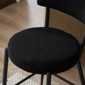 Set Of 4 Modern Teddy Fabric Upholstered Bar Stools Metal Base High Stool Suitable For Kitchen, Dining And Living Room Black Stylish And Comfortable Island Seating Black Metal
