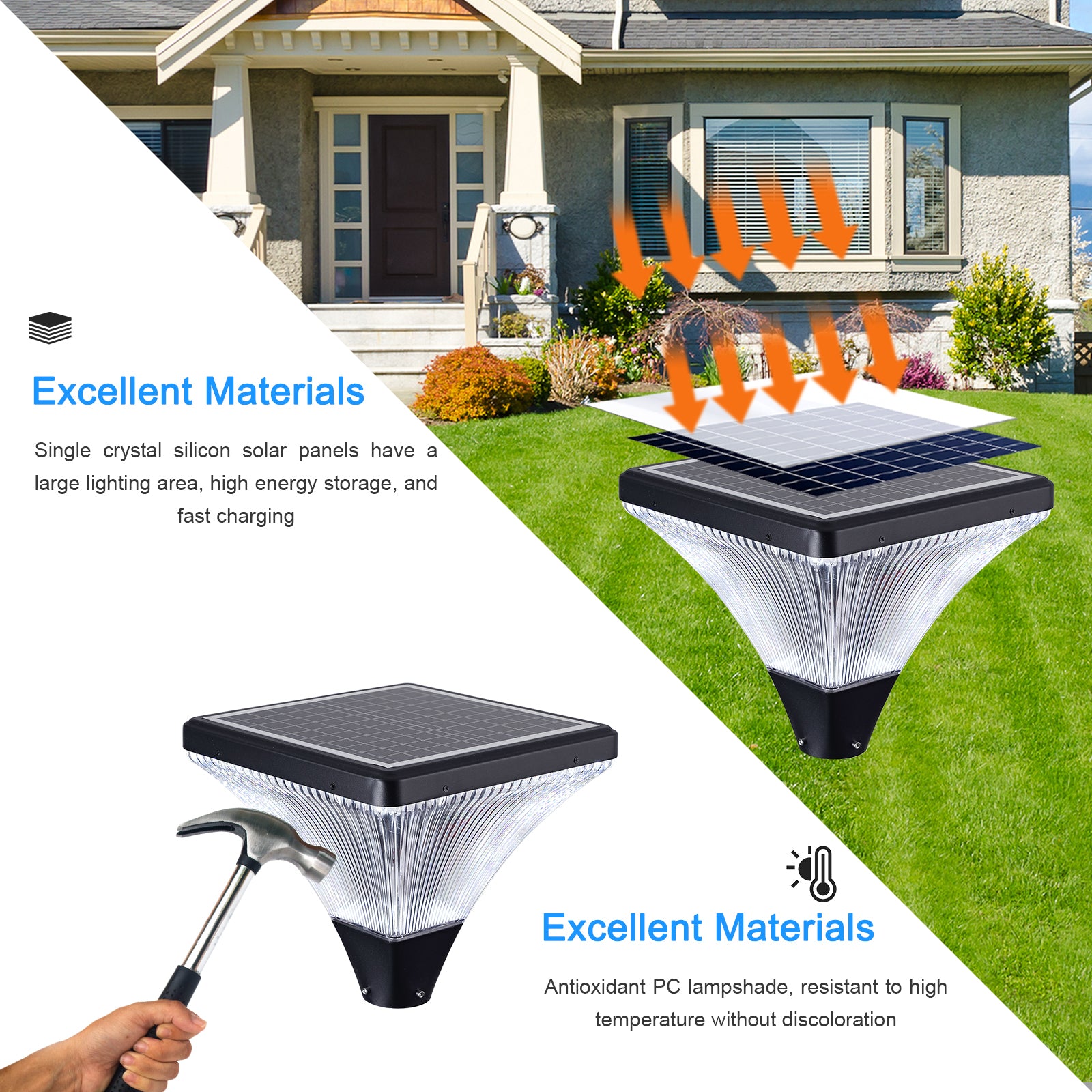 Solar Street Lamp Cap Black Pc Aluminium