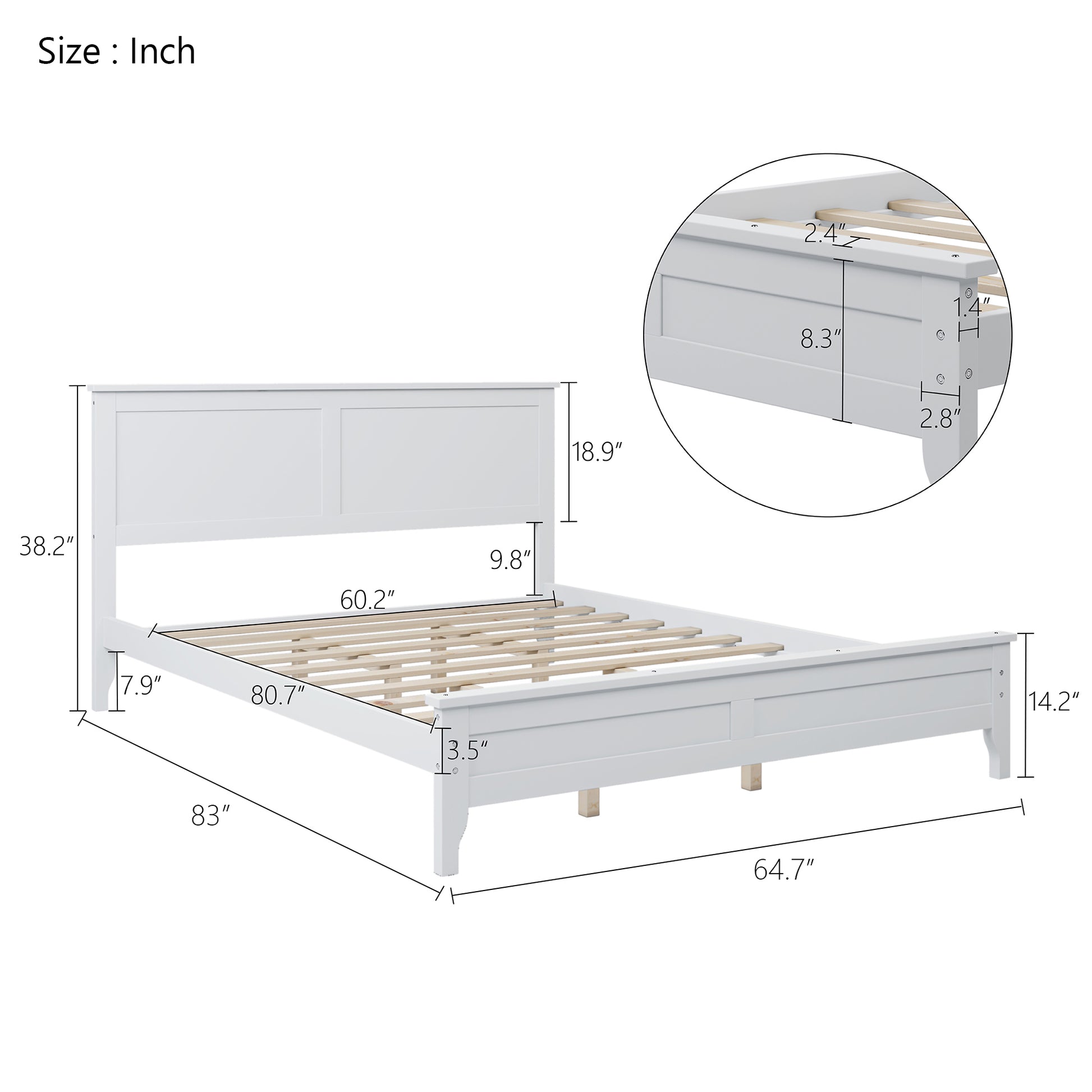 Modern White Solid Wood Queen Platform Bed Old Sku:Wf283525Aak White Solid Wood