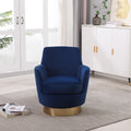 Velvet Swivel Barrel Chair, Swivel Accent Chairs Armchair For Living Room, Reading Chairs For Bedroom Comfy, Round Barrel Chairs With Gold Stainless Steel Base Navy Navy Primary Living Space American Design Foam Velvet