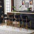 Set Of 2 Modern Teddy Fabric Upholstered Bar Stools Metal Base High Stool Suitable For Kitchen, Dining And Living Room Black Stylish And Comfortable Island Seating Black Metal