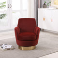 Velvet Swivel Barrel Chair, Swivel Accent Chairs Armchair For Living Room, Reading Chairs For Bedroom Comfy, Round Barrel Chairs With Gold Stainless Steel Base Brownish Red Red Primary Living Space American Design Foam Velvet