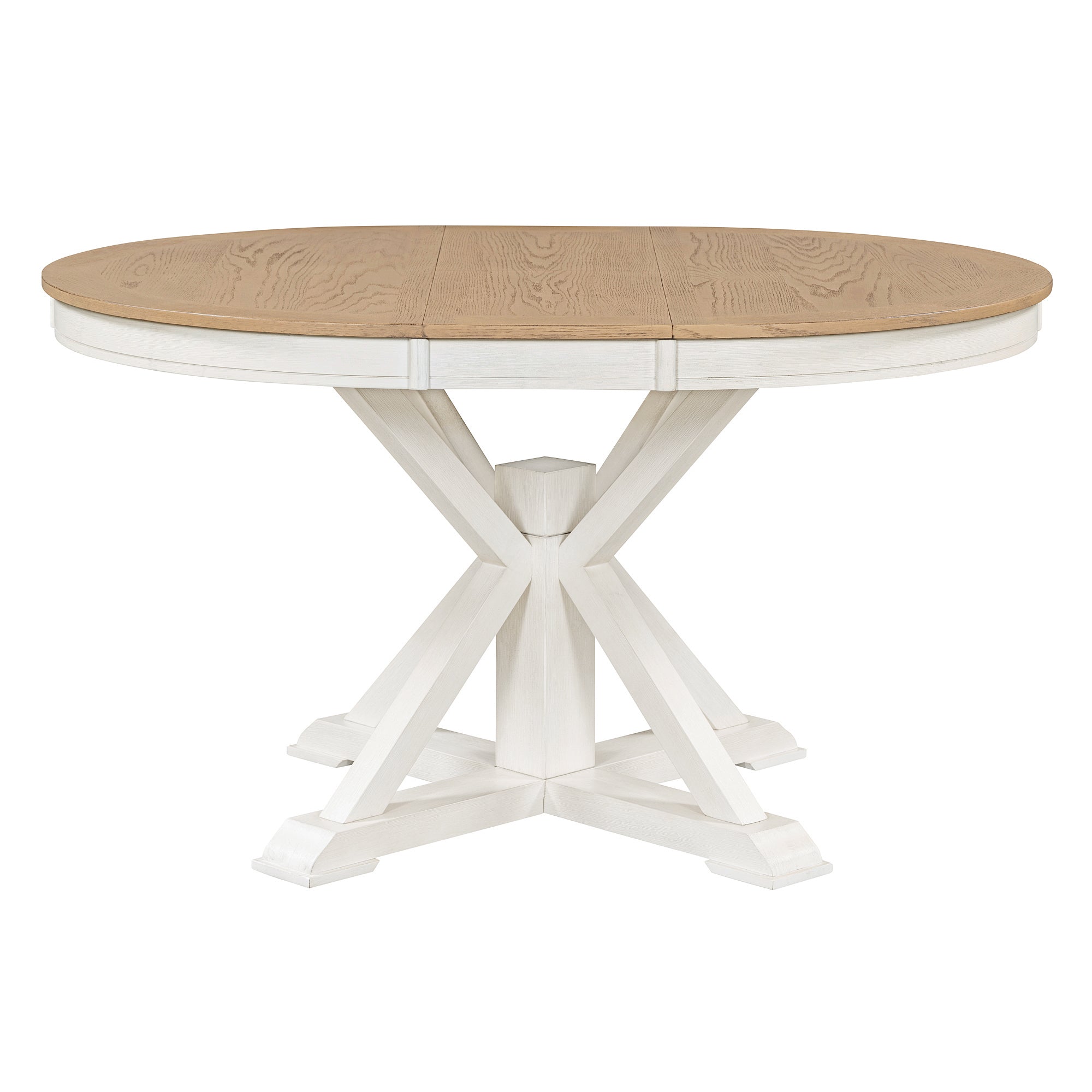 Retro Functional Extendable Dining Table With A 12" Leaf For Dining Room And Living Room Oak Natural Wood Off White Oak Natural Wood Off White Solid Wood Mdf