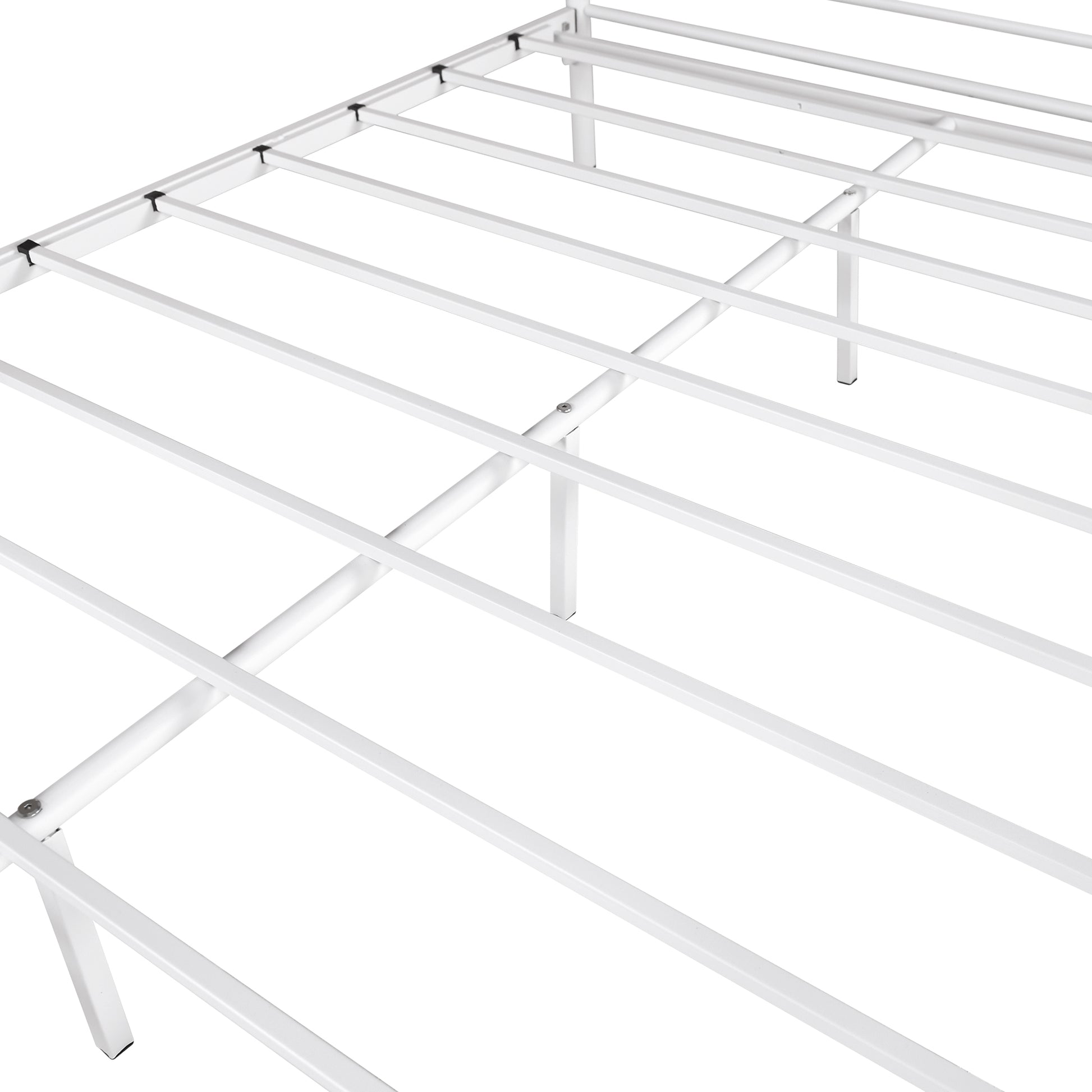 Heavy Duty Twin Over Full Metal Bunk Bed, Easy Assembly With Enhanced Upper Level Guardrail, White Box Spring Not Required Twin White Metal Bedroom Bunk Metal