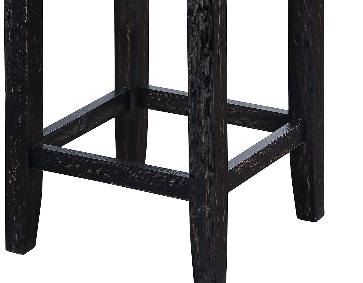 Farmhouse 24In Height Barstools For 34" 38" Counter Island Upholstered Stools Black White White Dining Room Antique Rubberwood Foam Burlap