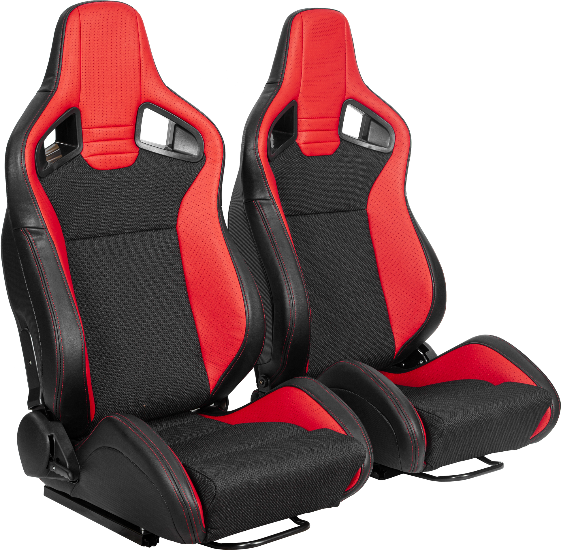 Racing Seatbucket Seats Black Red Vinyl