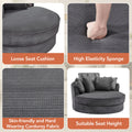 Swivel Accent Barrel Chair With 5 Movable Pillow 360 Degree Swivel Round Sofa Chair For Living Room,Bedroom, Hotel, Grey Grey Foam Corduroy