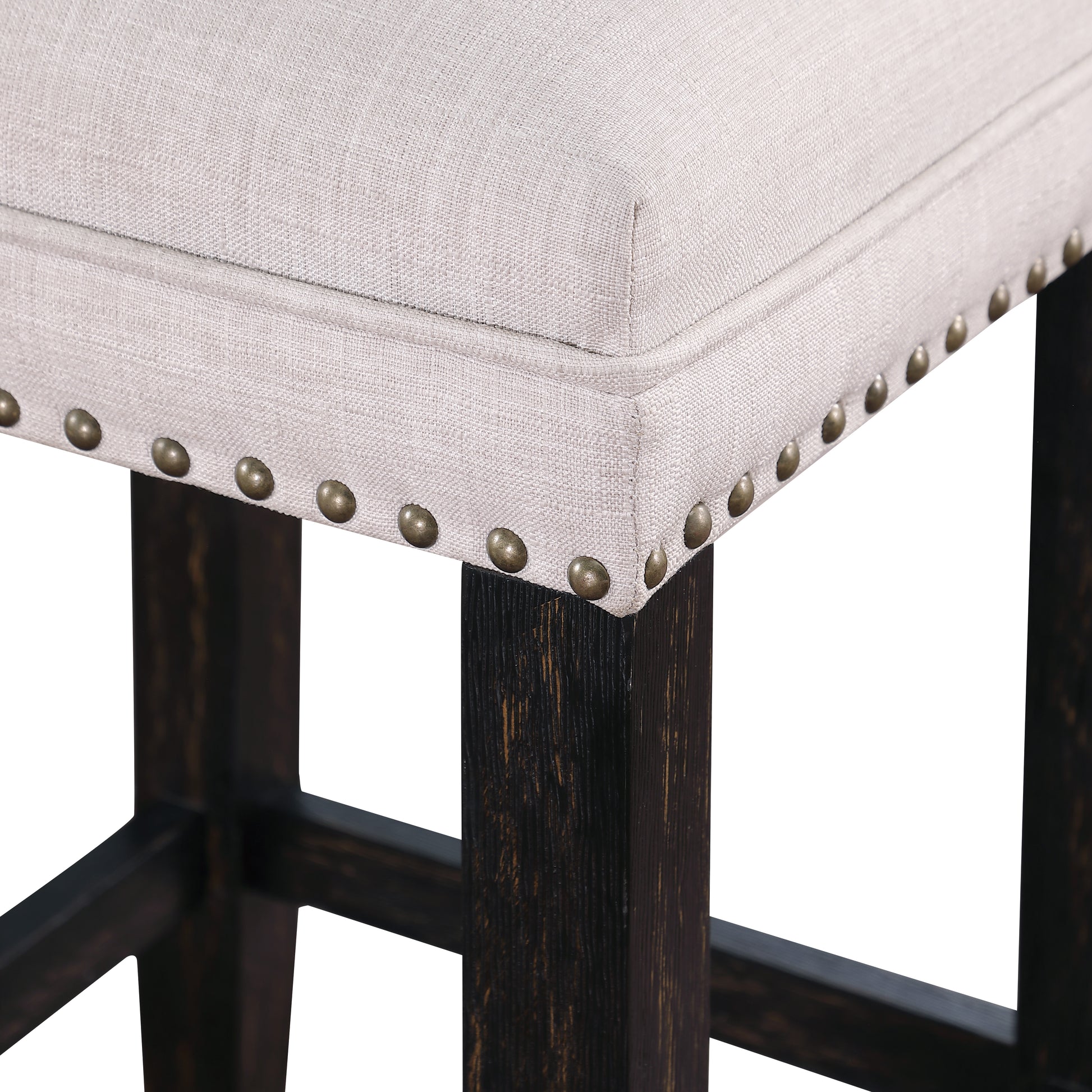 Farmhouse 24In Height Barstools For 34" 38" Counter Island Upholstered Stools Black White White Dining Room Antique Rubberwood Foam Burlap