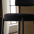 Set Of 4 Modern Teddy Fabric Upholstered Bar Stools Metal Base High Stool Suitable For Kitchen, Dining And Living Room Black Stylish And Comfortable Island Seating Black Metal