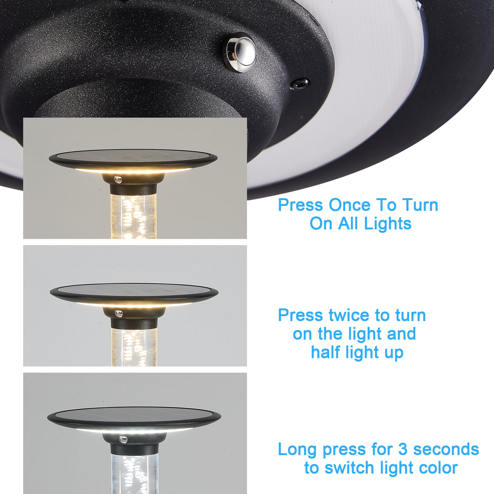 Solar Lawn Light With Dimmable Led Black Aluminium