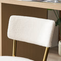Set Of 2 Modern Teddy Fabric Upholstered Bar Stools Metal Base High Stool Suitable For Kitchen, Dining And Living Room Beige Stylish And Comfortable Island Seating Beige Metal