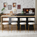 Set Of 2 Modern Teddy Fabric Upholstered Bar Stools Metal Base High Stool Suitable For Kitchen, Dining And Living Room Beige Stylish And Comfortable Island Seating Beige Metal