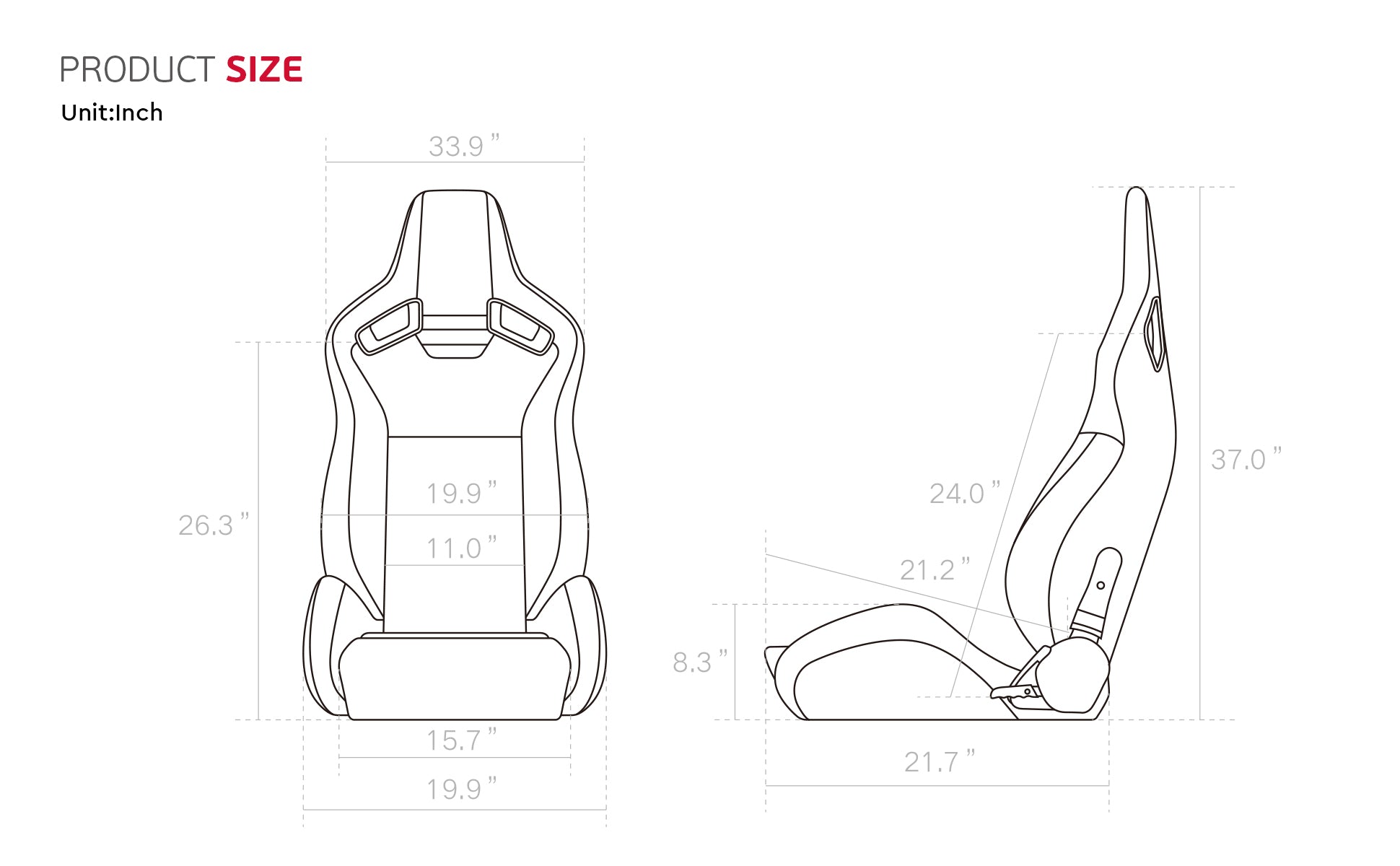Racing Seatbucket Seats Black Red Vinyl