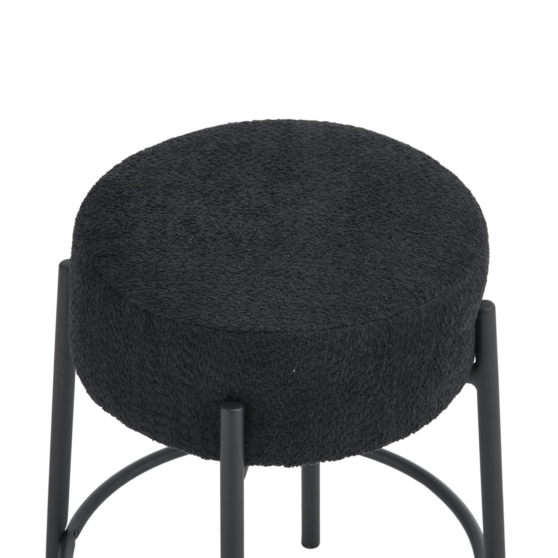 24" Tall, Round Bar Stools, Set Of 2 Contemporary Upholstered Dining Stools For Kitchens, Coffee Shops And Bar Stores Includes Sturdy Hardware Support Legs Black Foam