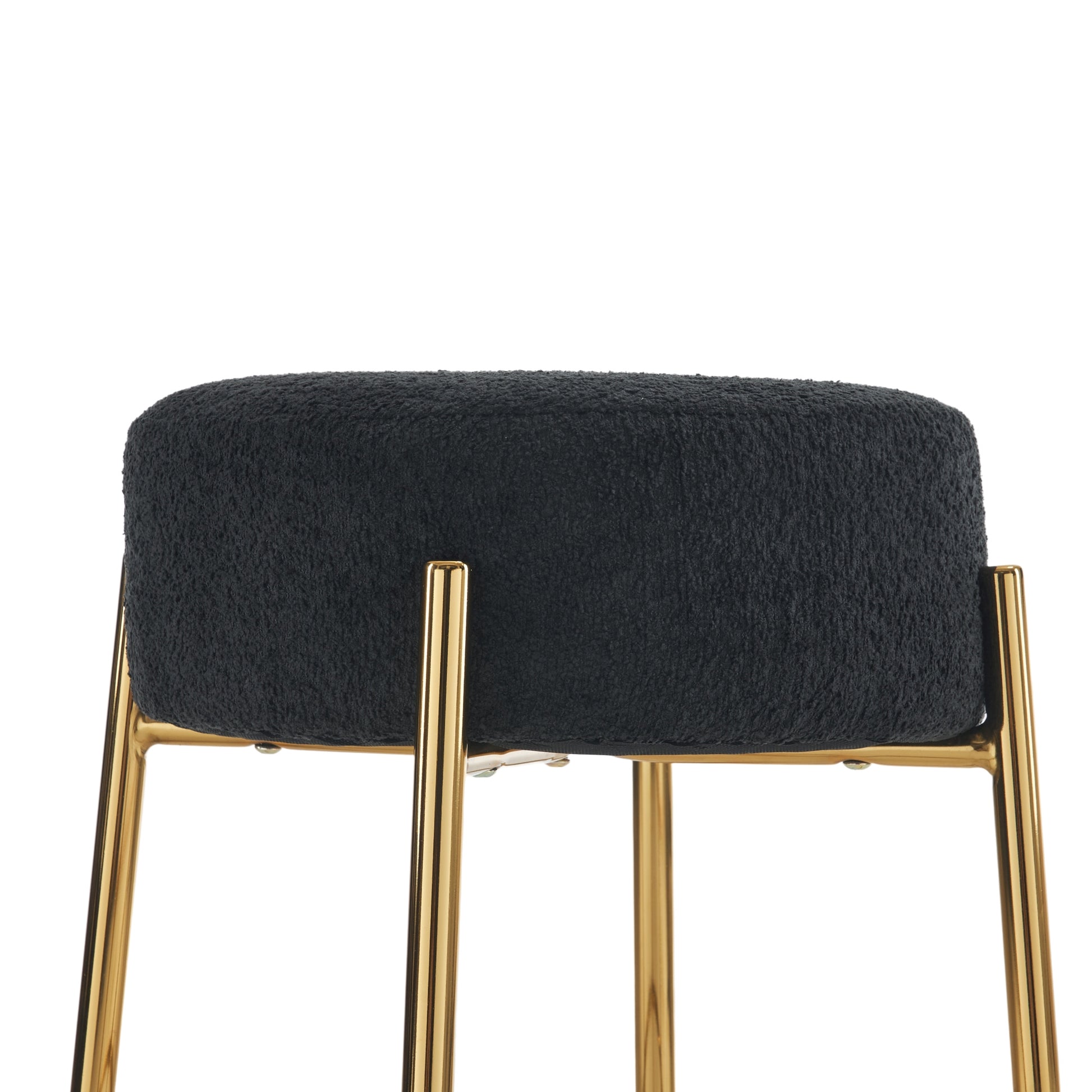 30" Tall, Round High Bar Stools, Set Of 2 Contemporary Upholstered Dining Stools For Kitchens, Coffee Shops And Bar Stores Includes Sturdy Hardware Support Legs Black Foam