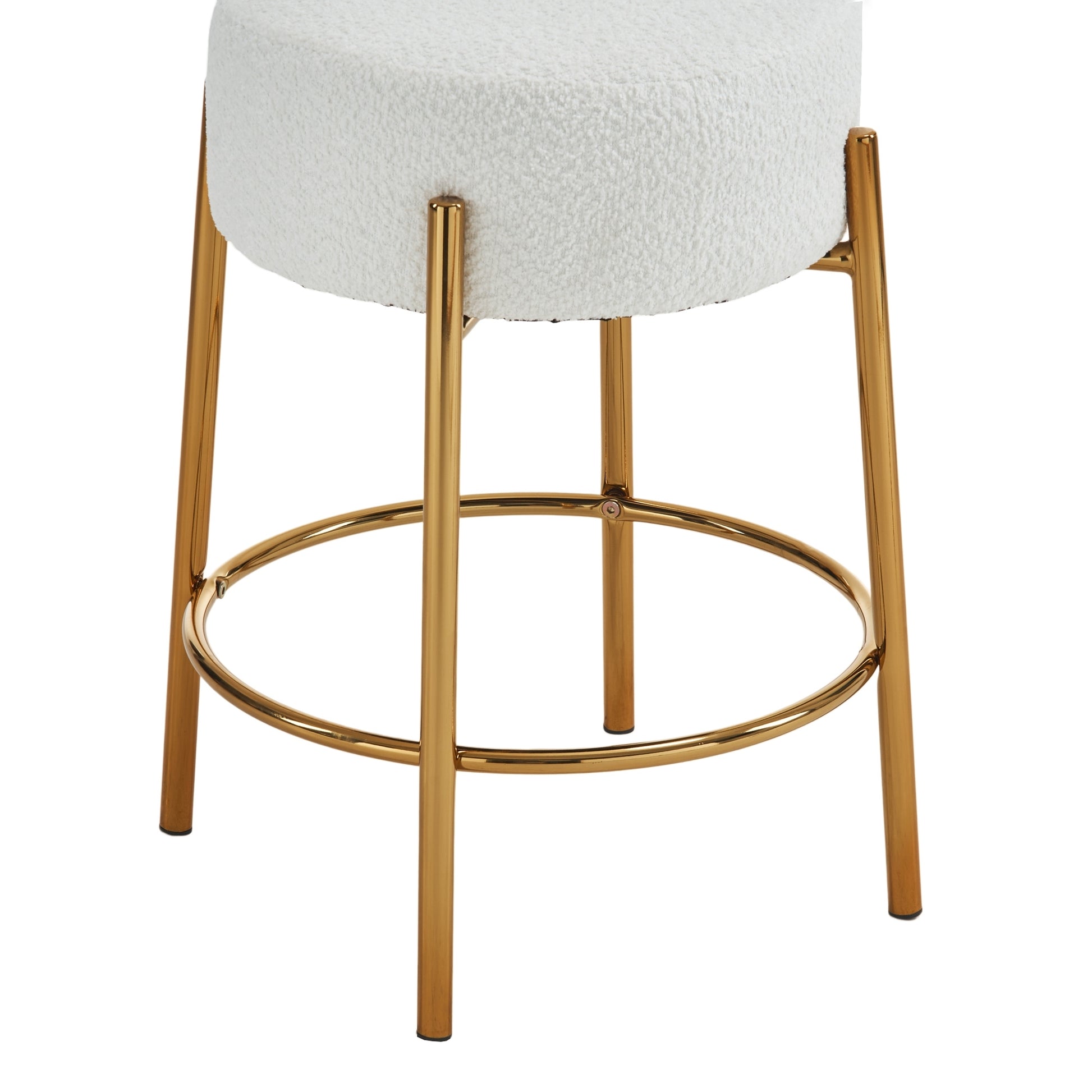 24" Tall, Round Bar Stools, Set Of 2 Contemporary Upholstered Dining Stools For Kitchens, Coffee Shops And Bar Stores Includes Sturdy Hardware Support Legs Beige Foam