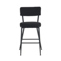 Set Of 4 Modern Teddy Fabric Upholstered Bar Stools Metal Base High Stool Suitable For Kitchen, Dining And Living Room Black Stylish And Comfortable Island Seating Black Metal