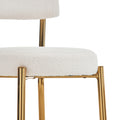 Set Of 2 Modern Teddy Fabric Upholstered Bar Stools Metal Base High Stool Suitable For Kitchen, Dining And Living Room Beige Stylish And Comfortable Island Seating Beige Metal