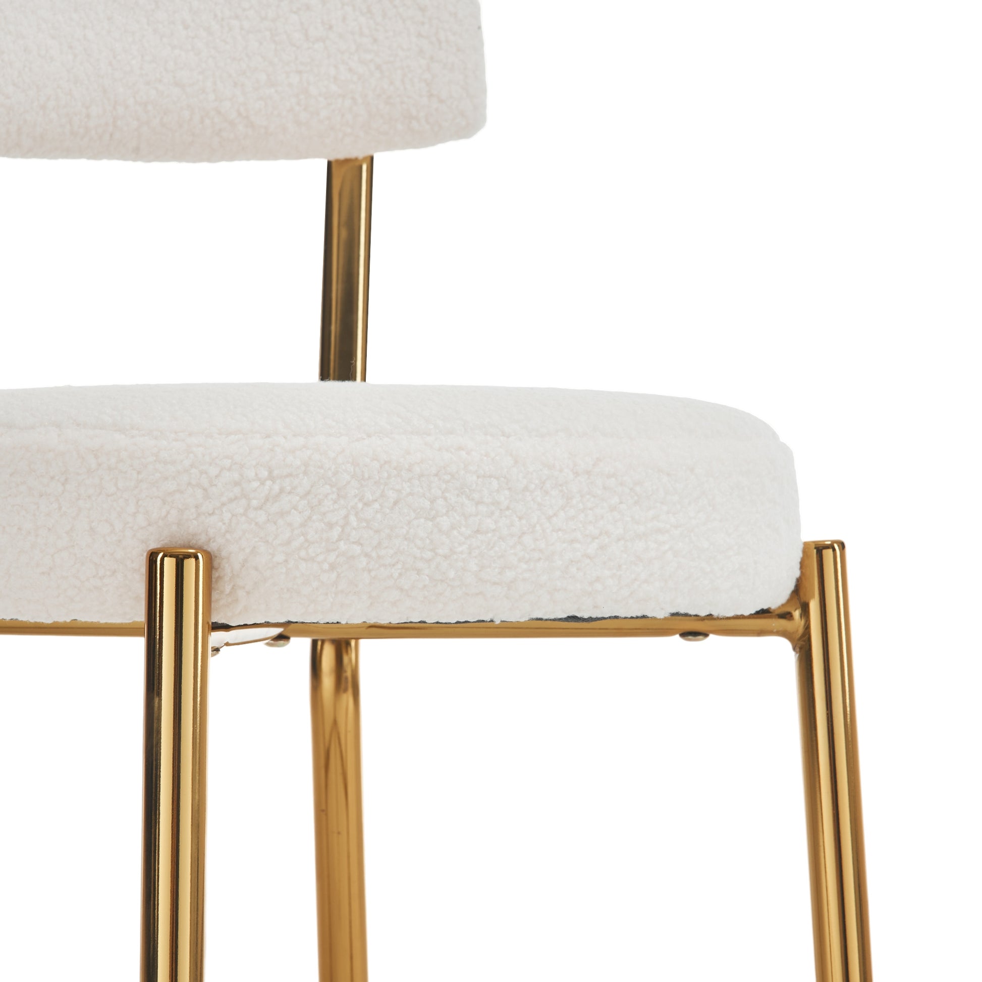 Set Of 2 Modern Teddy Fabric Upholstered Bar Stools Metal Base High Stool Suitable For Kitchen, Dining And Living Room Beige Stylish And Comfortable Island Seating Beige Metal