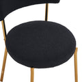 Set Of 2 Mid Century Modern Dining Chairs Teddy Fabric Upholstery Curved Back Metal Frame Black Elegant And Comfortable Kitchen Chairs Black Metal