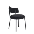 Set Of 2 Mid Century Modern Dining Chairs Teddy Fabric Upholstery Curved Back Metal Frame Black Elegant And Comfortable Kitchen Chairs Black Metal
