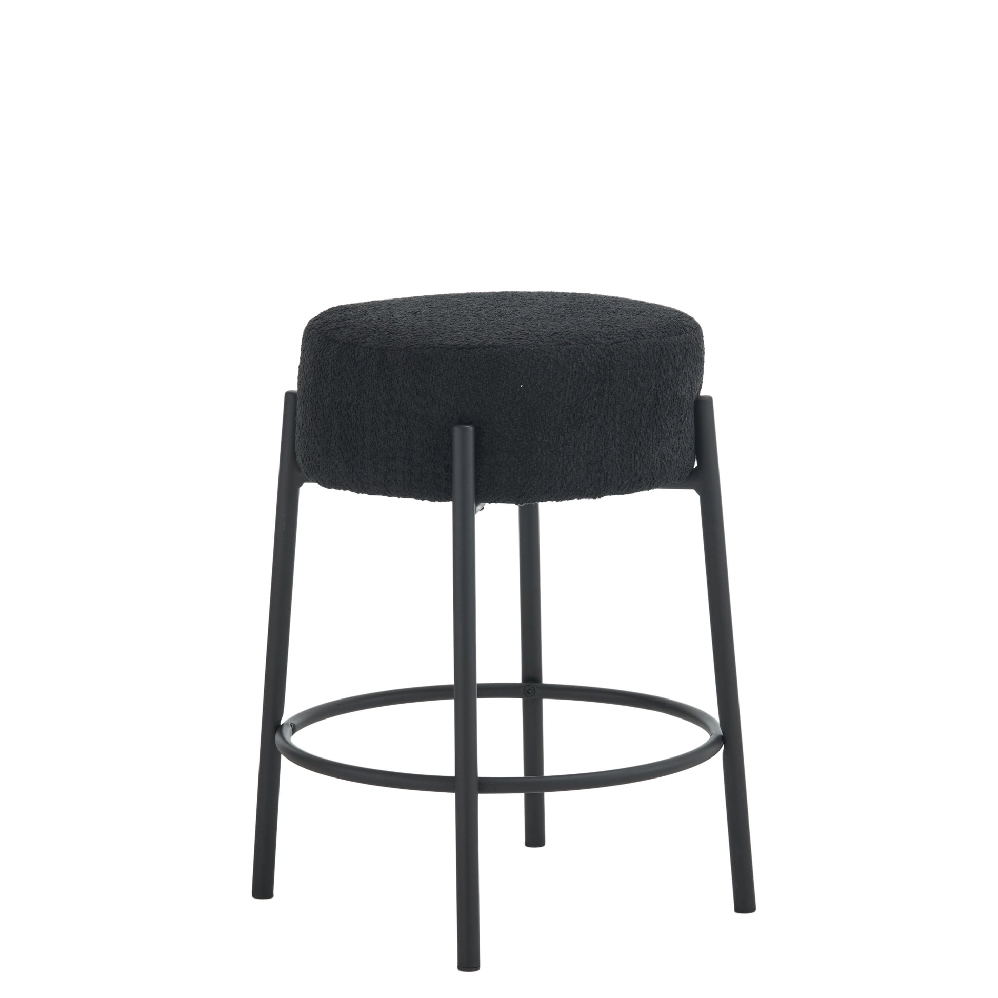 24" Tall, Round Bar Stools, Set Of 2 Contemporary Upholstered Dining Stools For Kitchens, Coffee Shops And Bar Stores Includes Sturdy Hardware Support Legs Black Foam
