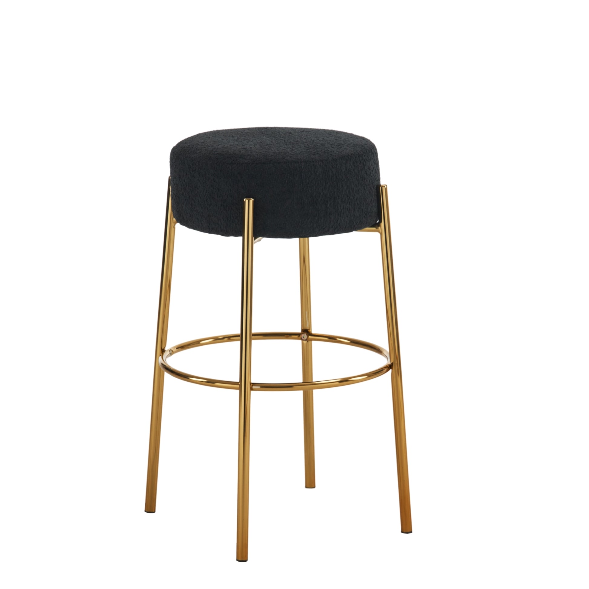 30" Tall, Round High Bar Stools, Set Of 2 Contemporary Upholstered Dining Stools For Kitchens, Coffee Shops And Bar Stores Includes Sturdy Hardware Support Legs Black Foam