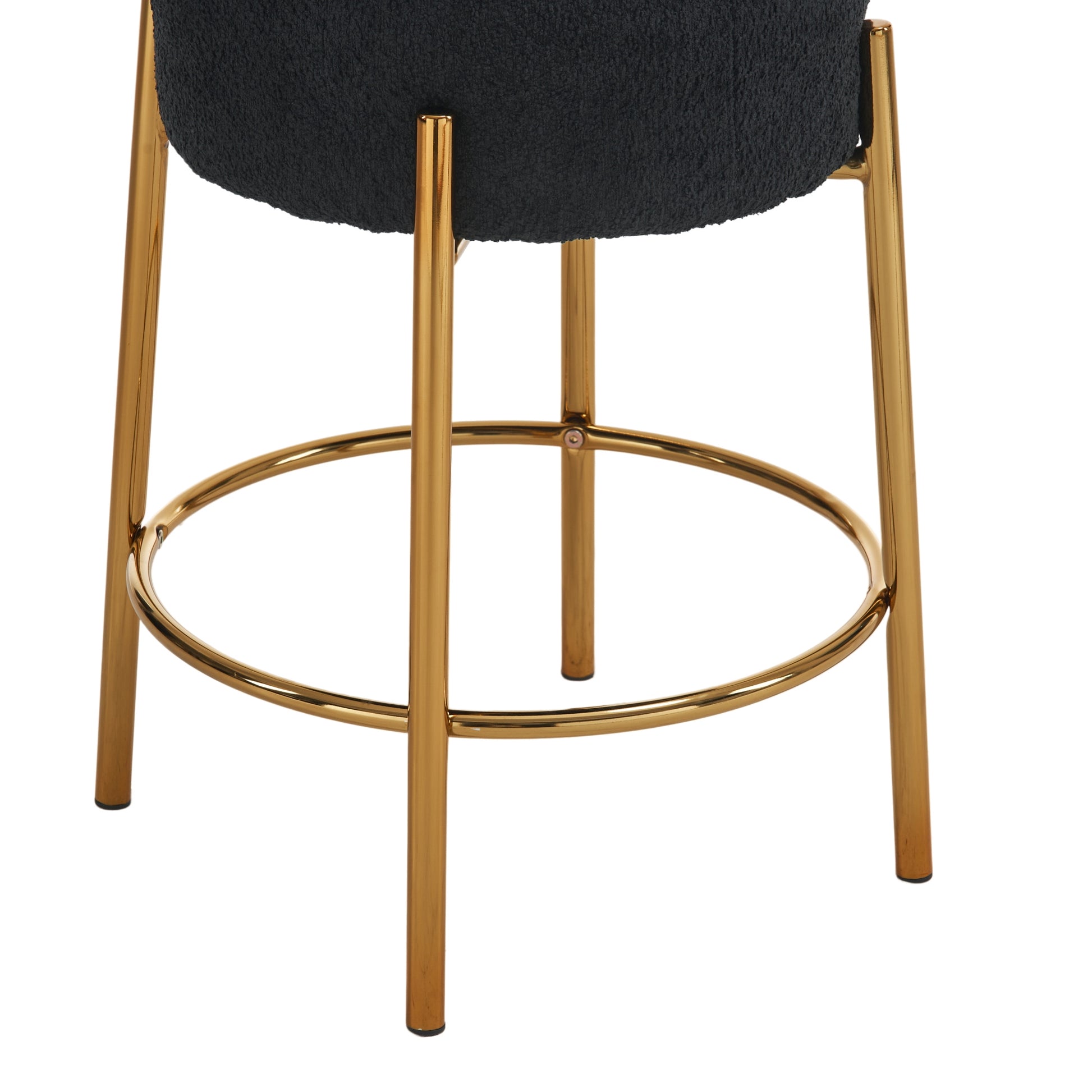 24" Tall, Round Bar Stools, Set Of 2 Contemporary Upholstered Dining Stools For Kitchens, Coffee Shops And Bar Stores Includes Sturdy Hardware Support Legs Black Foam