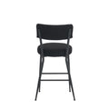 Set Of 4 Modern Teddy Fabric Upholstered Bar Stools Metal Base High Stool Suitable For Kitchen, Dining And Living Room Black Stylish And Comfortable Island Seating Black Metal