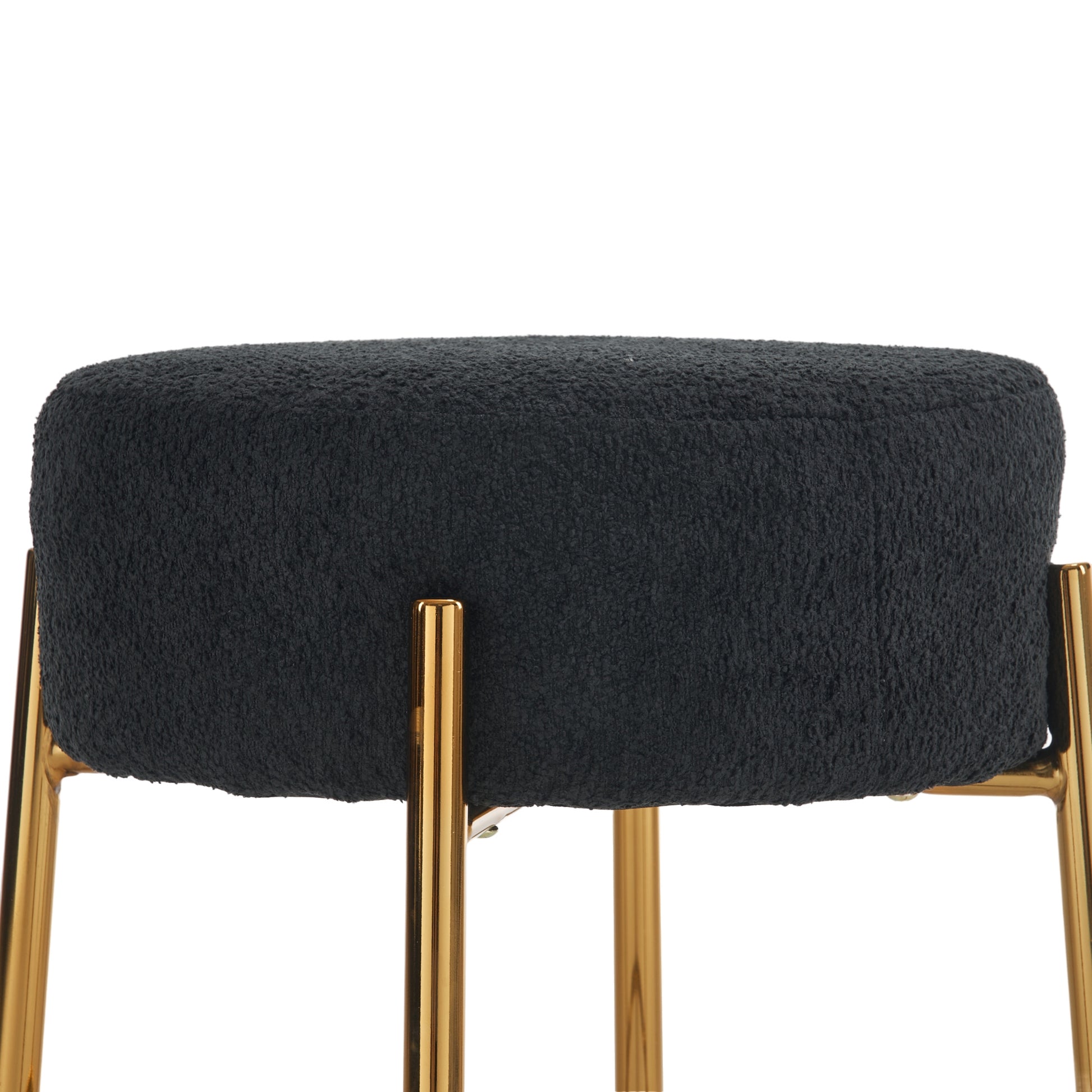 24" Tall, Round Bar Stools, Set Of 2 Contemporary Upholstered Dining Stools For Kitchens, Coffee Shops And Bar Stores Includes Sturdy Hardware Support Legs Black Foam