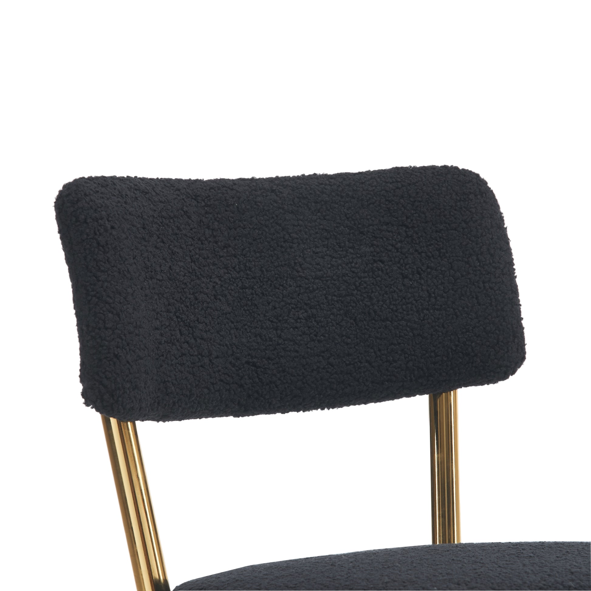Set Of 4 Modern Teddy Fabric Upholstered Bar Stools Metal Base High Stool Suitable For Kitchen, Dining And Living Room Black Stylish And Comfortable Island Seating Black Metal