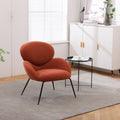 Modern Sherpa Chairs Accent Armchairs For Living Dining Room, Upholstered Chairs With Black Metal Legs, Comfy And Soft Chairs For Bedroom, Cute Vanity Chairs Orange Primary Living Space American Design Foam Faux Fur