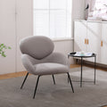 Modern Sherpa Chairs Accent Armchairs For Living Dining Room, Upholstered Chairs With Black Metal Legs, Comfy And Soft Chairs For Bedroom, Cute Vanity Chairs Grey Primary Living Space American Design Foam Faux Fur