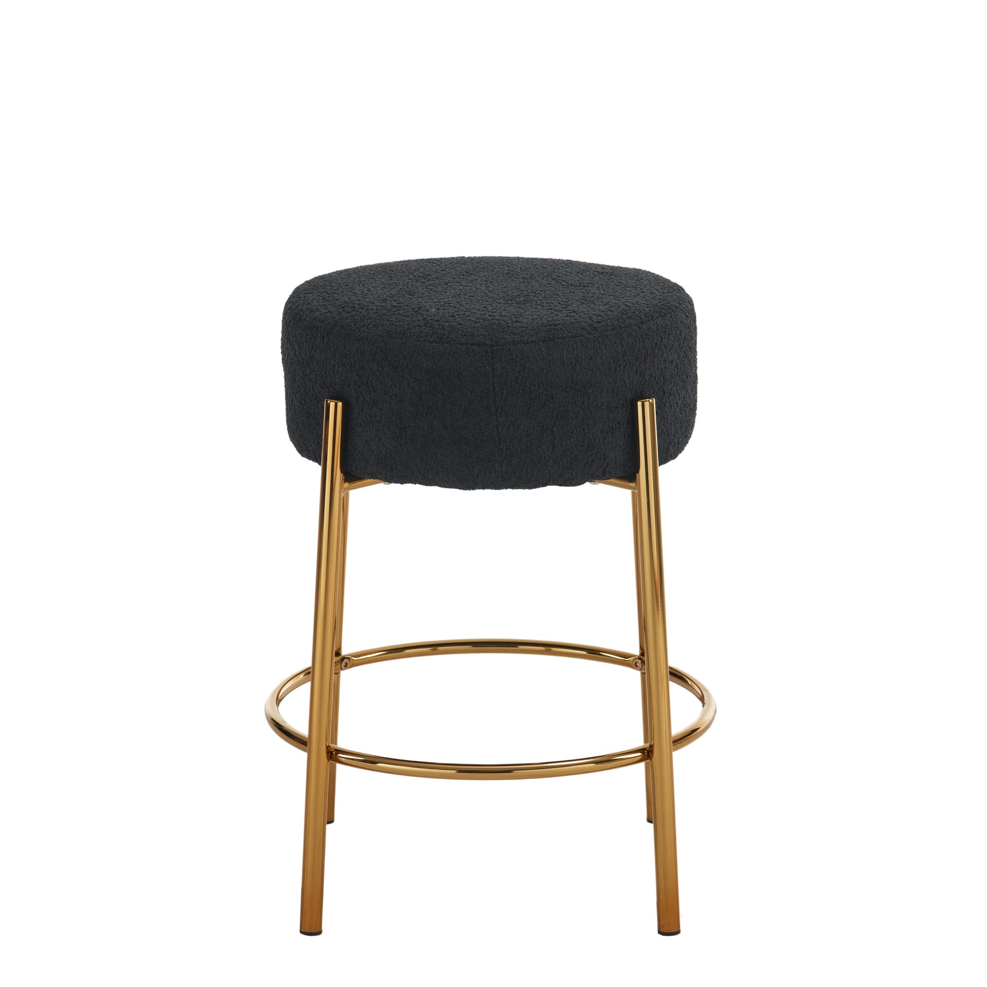 24" Tall, Round Bar Stools, Set Of 2 Contemporary Upholstered Dining Stools For Kitchens, Coffee Shops And Bar Stores Includes Sturdy Hardware Support Legs Black Foam