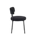Set Of 2 Mid Century Modern Dining Chairs Teddy Fabric Upholstery Curved Back Metal Frame Black Elegant And Comfortable Kitchen Chairs Black Metal