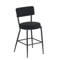 Set Of 4 Modern Teddy Fabric Upholstered Bar Stools Metal Base High Stool Suitable For Kitchen, Dining And Living Room Black Stylish And Comfortable Island Seating Black Metal