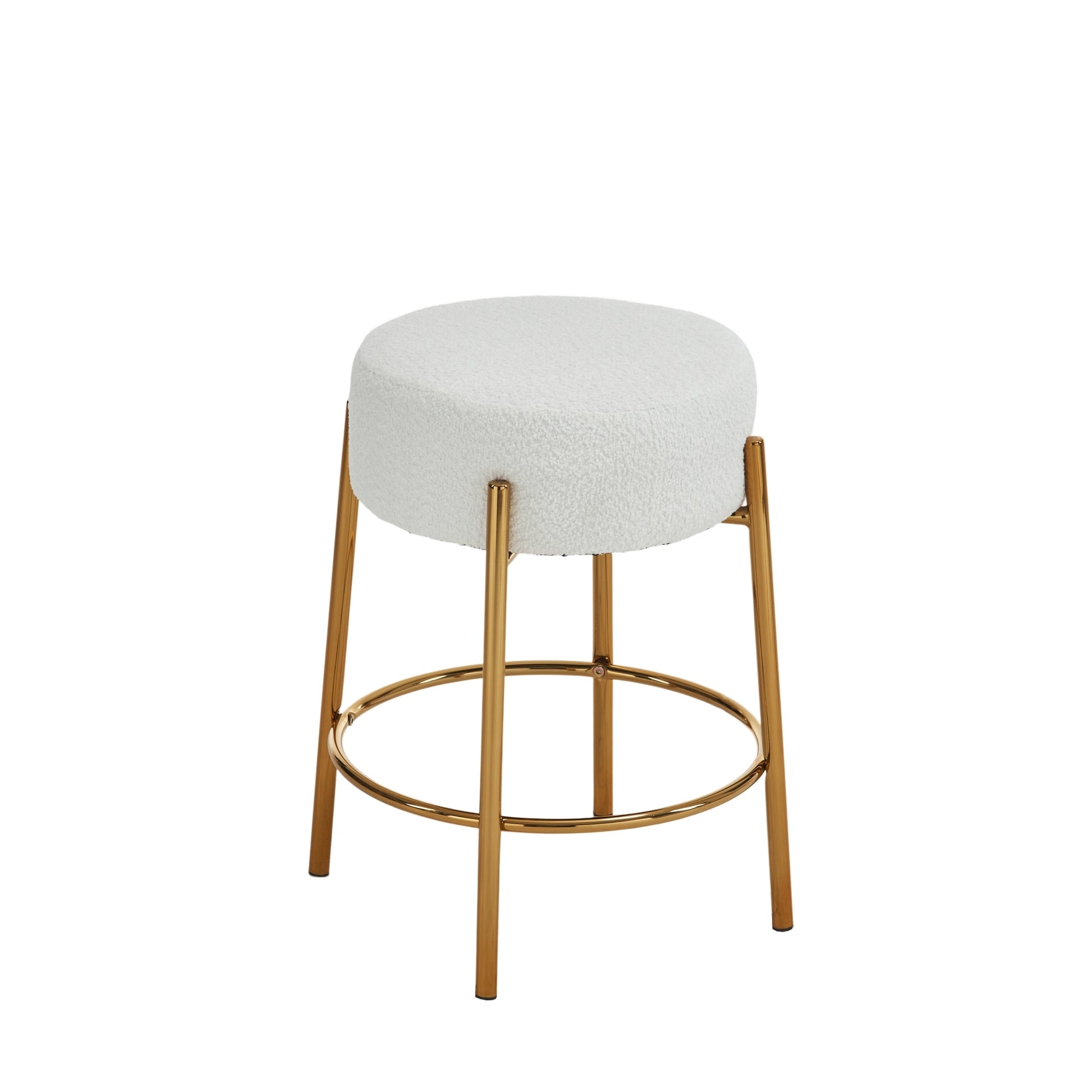 24" Tall, Round Bar Stools, Set Of 2 Contemporary Upholstered Dining Stools For Kitchens, Coffee Shops And Bar Stores Includes Sturdy Hardware Support Legs Beige Foam