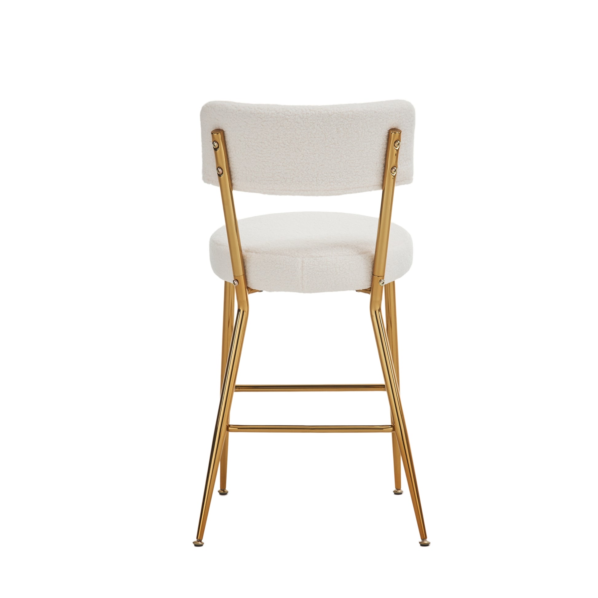 Set Of 2 Modern Teddy Fabric Upholstered Bar Stools Metal Base High Stool Suitable For Kitchen, Dining And Living Room Beige Stylish And Comfortable Island Seating Beige Metal