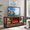 60 Inch Electric Fireplace Media Tv Stand With Sync Colorful Led Lights Reclaimed Barnwood Color Powder Coated No Electric Reclaimed Barnwood 400 Vent Free Primary Living Space Yes Insert Wood Stainless Steel Glass Electric