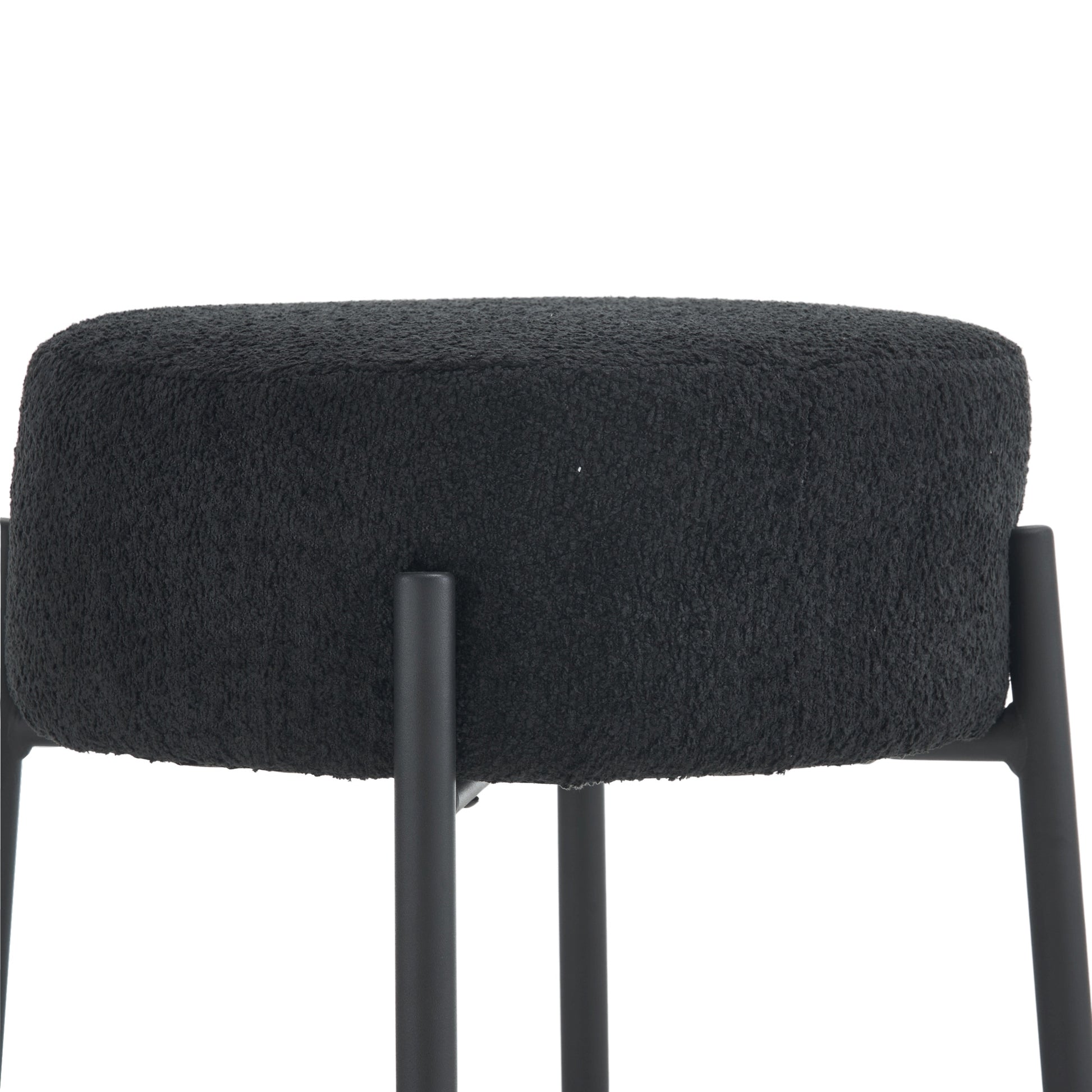24" Tall, Round Bar Stools, Set Of 2 Contemporary Upholstered Dining Stools For Kitchens, Coffee Shops And Bar Stores Includes Sturdy Hardware Support Legs Black Foam