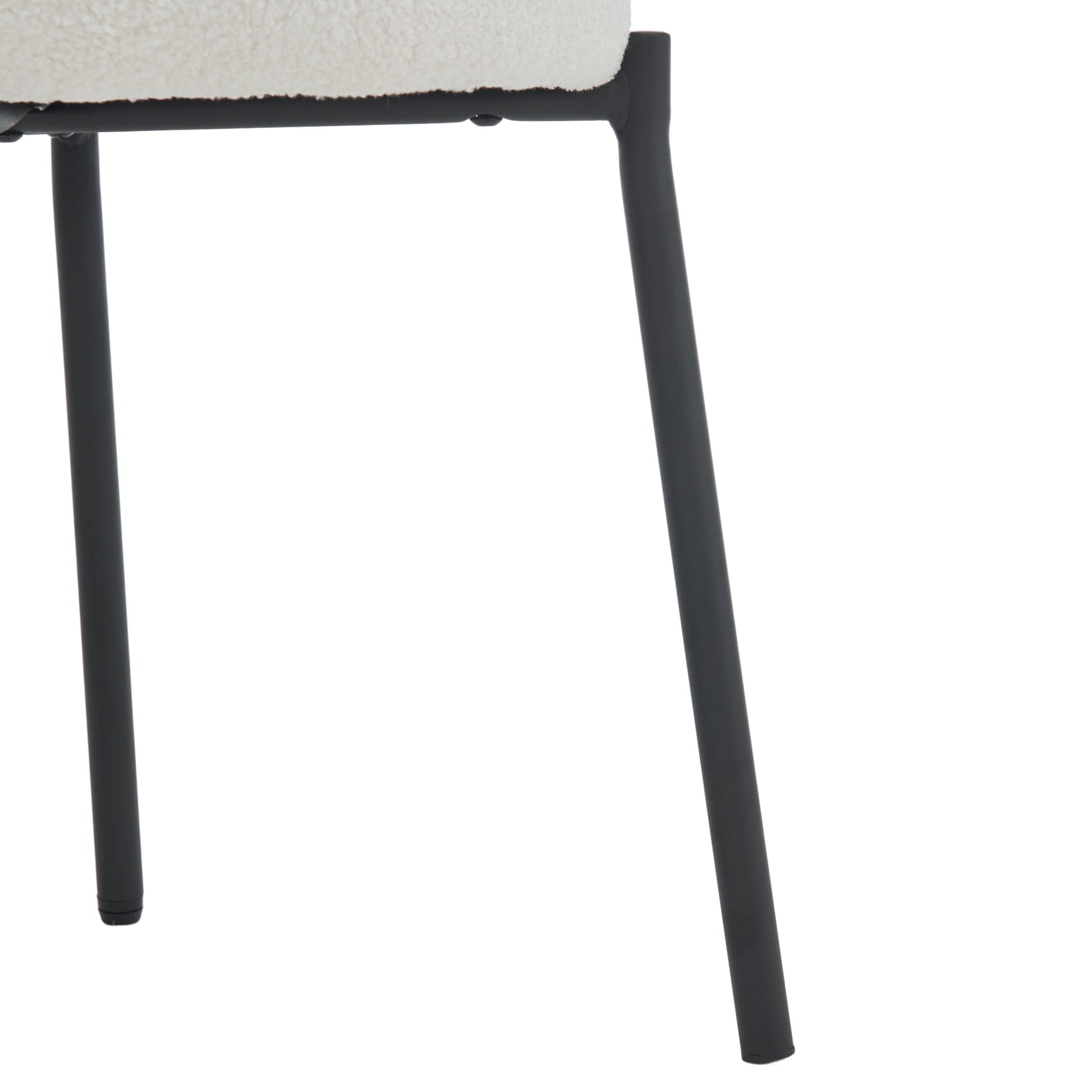 Set Of 2 Mid Century Modern Dining Chairs Teddy Fabric Upholstered Curved Back Metal Frame Beige Elegant And Comfortable Kitchen Chairs Beige Metal