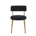 Set Of 2 Mid Century Modern Dining Chairs Teddy Fabric Upholstery Curved Back Metal Frame Black Elegant And Comfortable Kitchen Chairs Black Metal