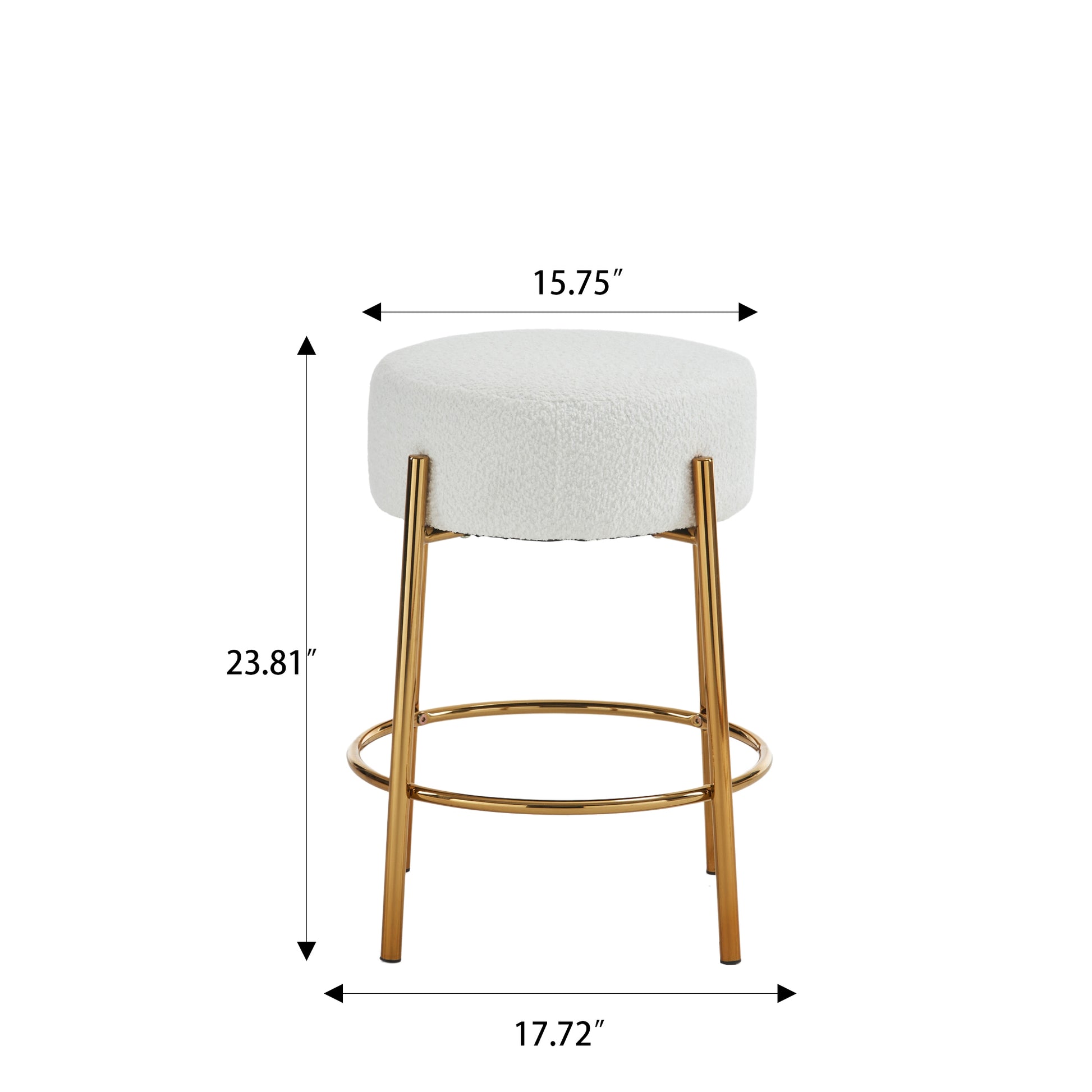 24" Tall, Round Bar Stools, Set Of 2 Contemporary Upholstered Dining Stools For Kitchens, Coffee Shops And Bar Stores Includes Sturdy Hardware Support Legs Beige Foam